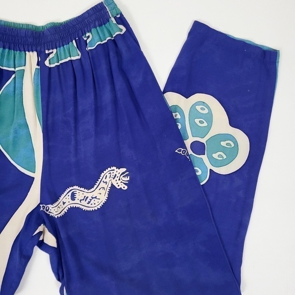 2 pc. Lounge set rayon turquoise pant set colour block straight leg - Picture 10 of 15